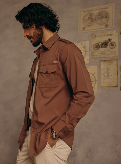 Cape Brown Cotton Blend Shirt