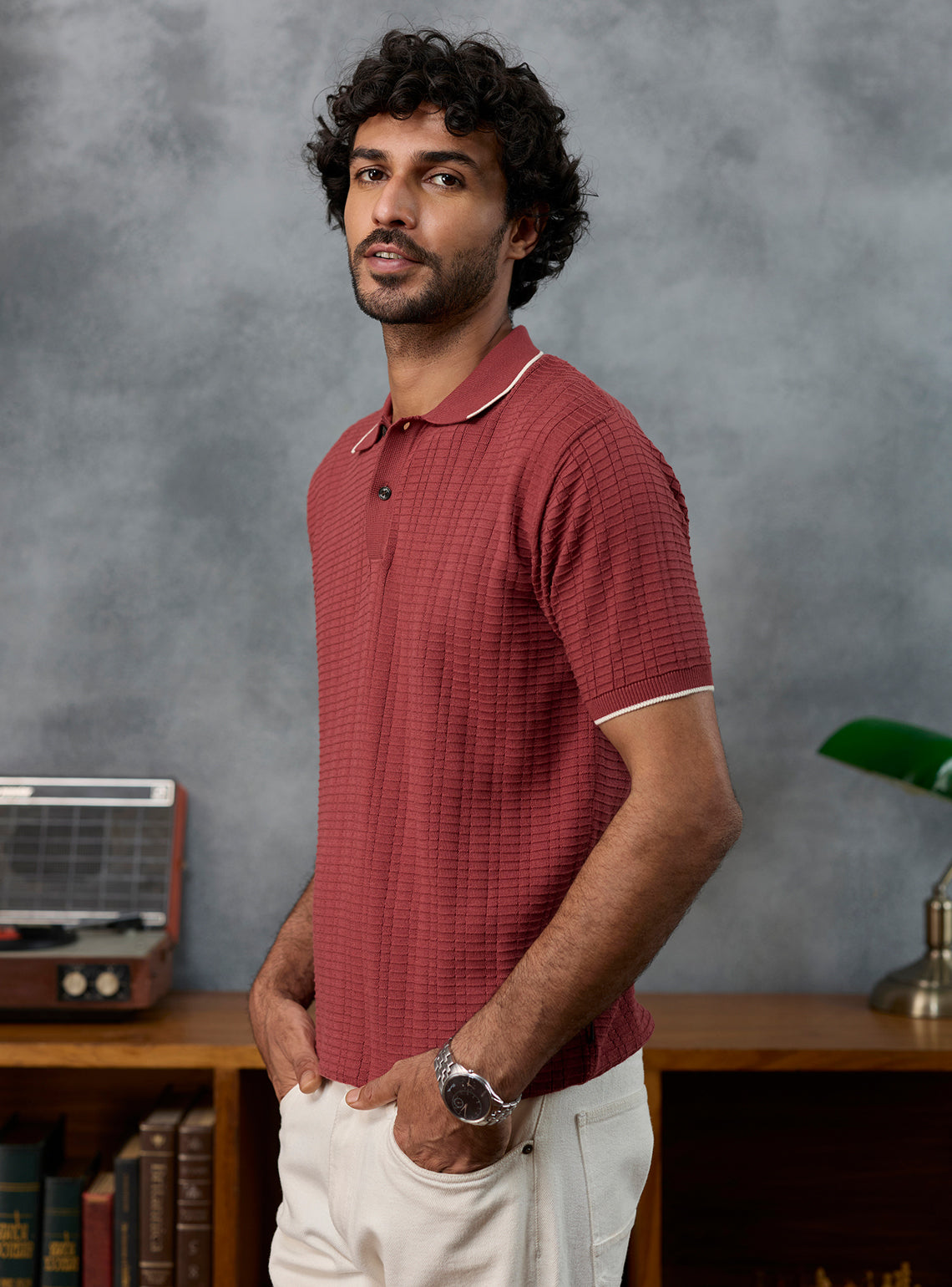 Pink Play Textured Cotton Polo