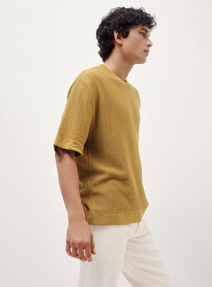 Wood Olive Cotton Jacquard Crew