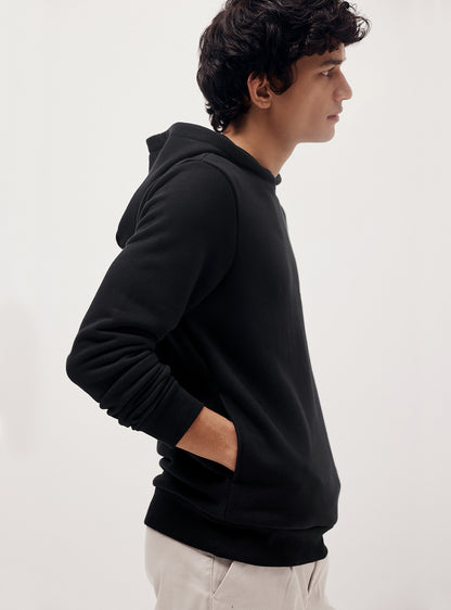 Vulcan Black Cotton Blend Hoodie