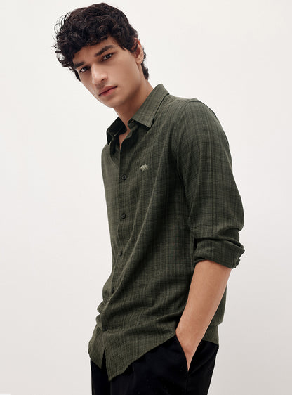Night Olive Cotton Melange Shirt