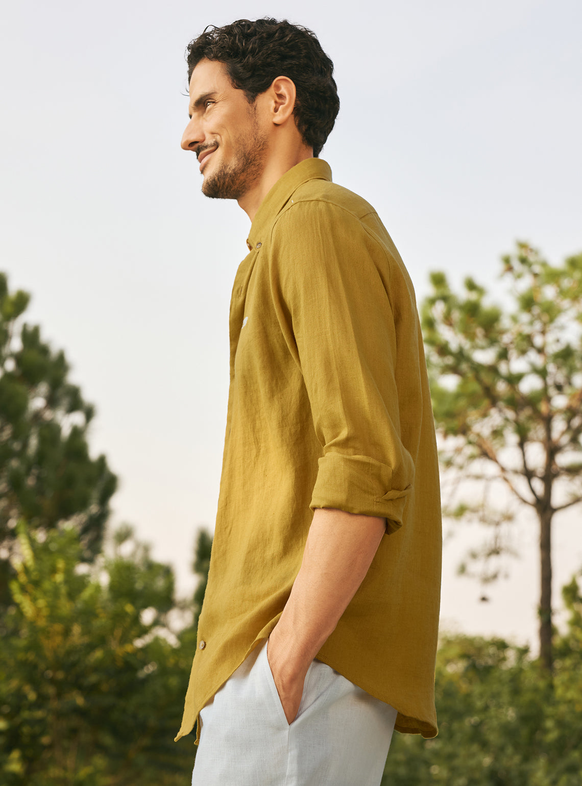 Honey Mustard European Linen Shirt