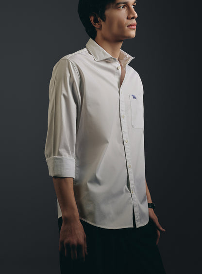Moon White Cotton Twill Shirt