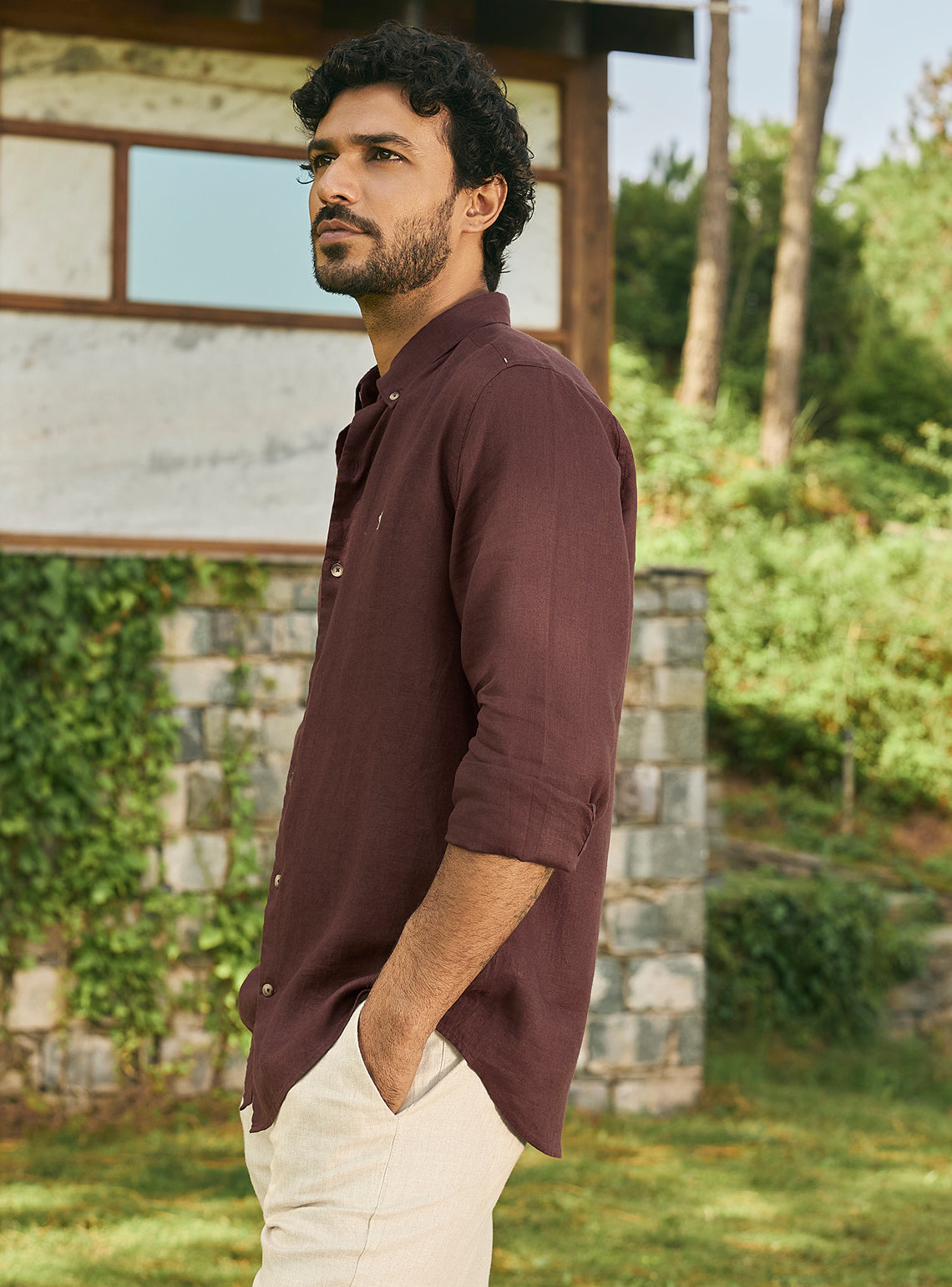 Mulberry Burgundy European Linen Shirt