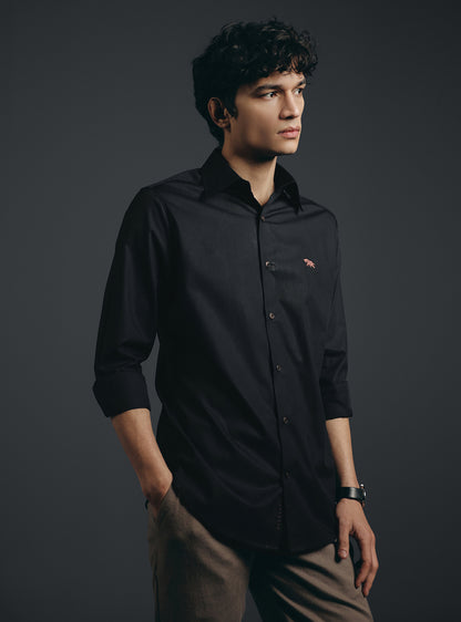 Shadow Black Cotton Evening Shirt