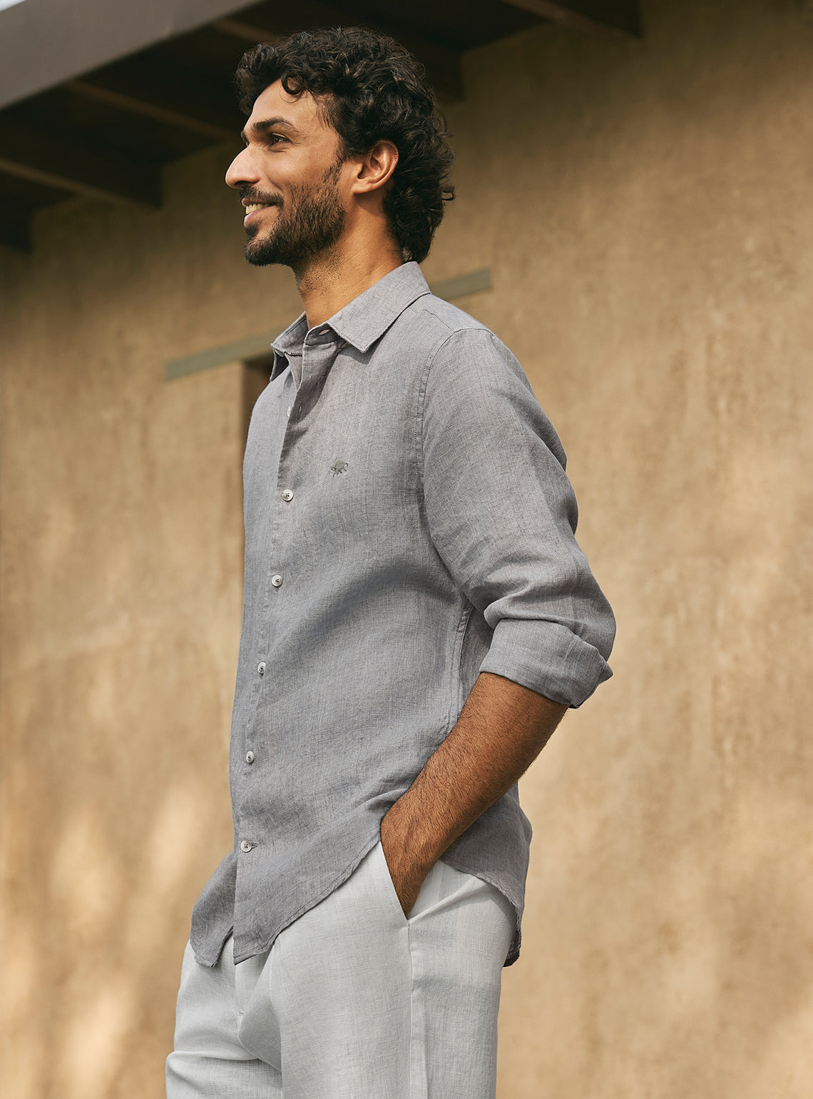 Stone Grey Linen Shirt