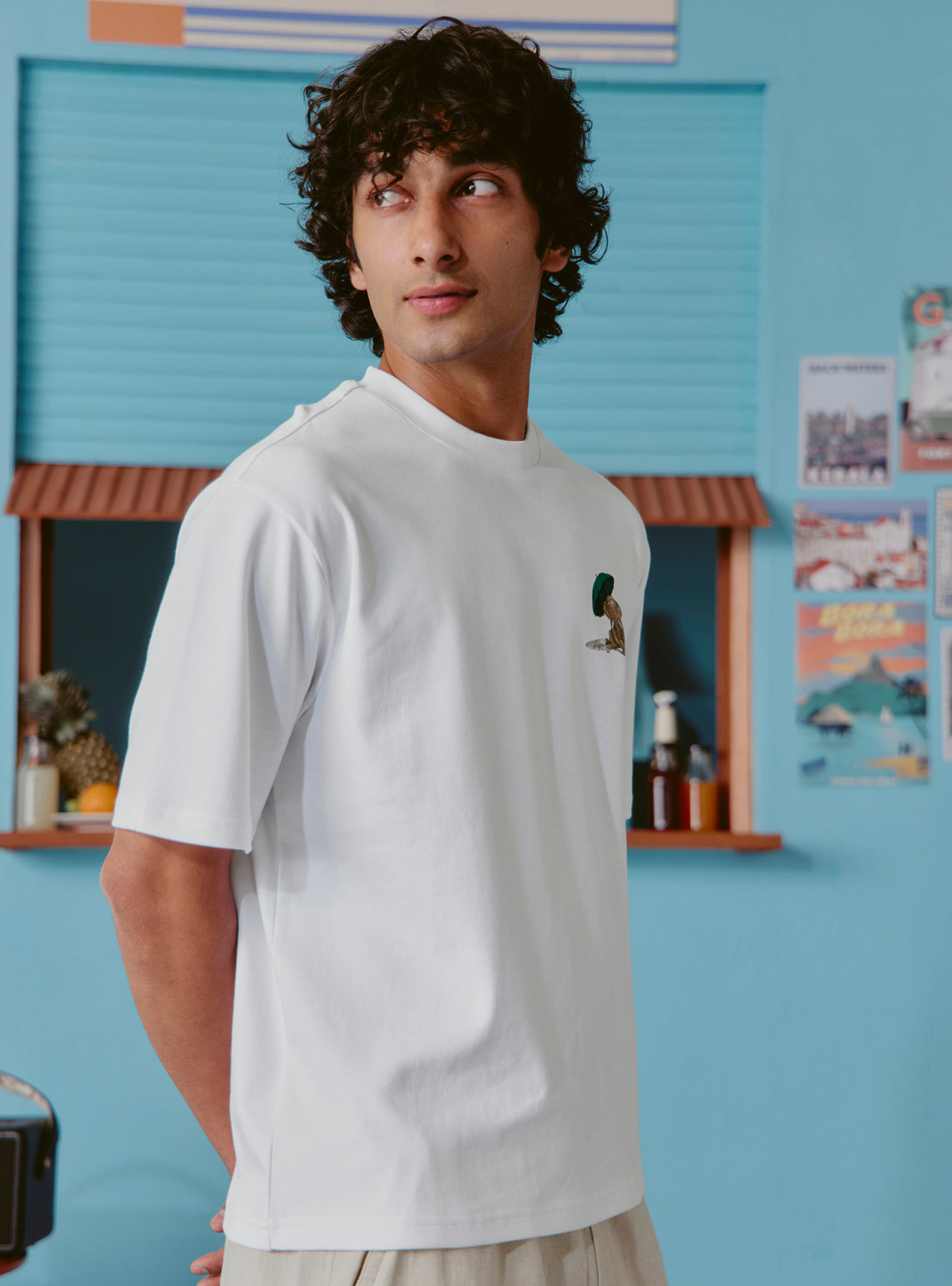 Daiquiri White Cotton Print Crewneck