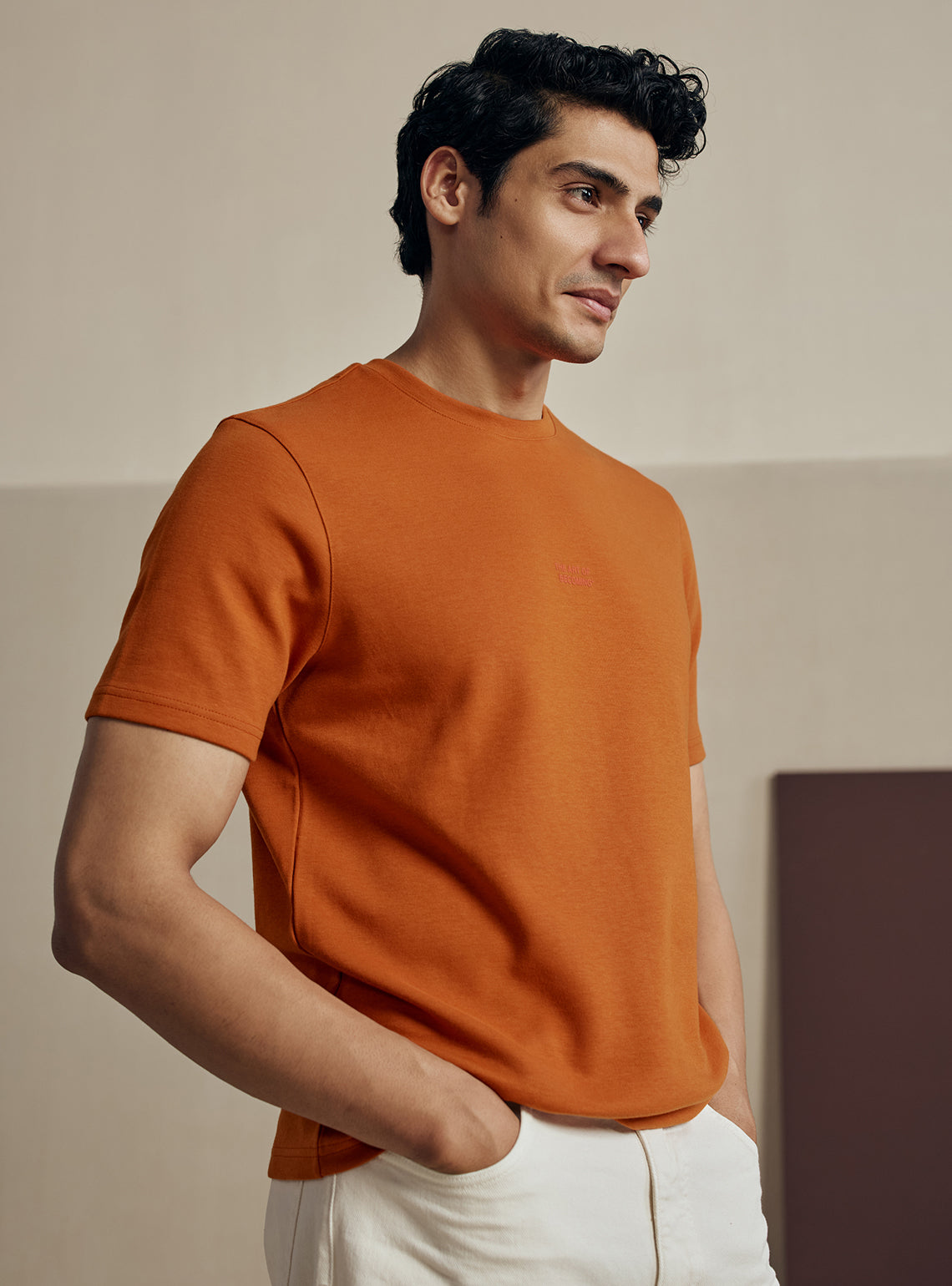 Deep Rust Cotton Blend Crewneck