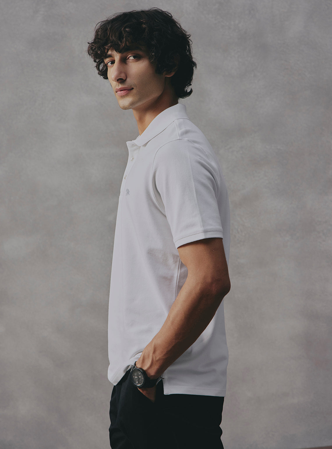 Basil White Cotton Stretch Polo