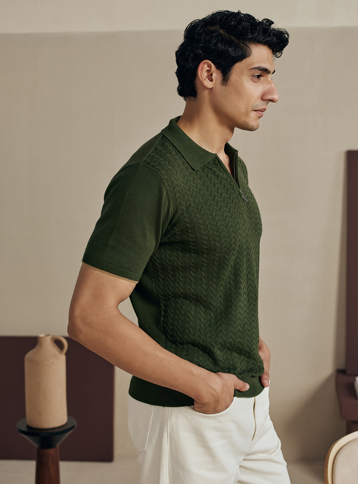 Forest Green Cotton Cables Polo