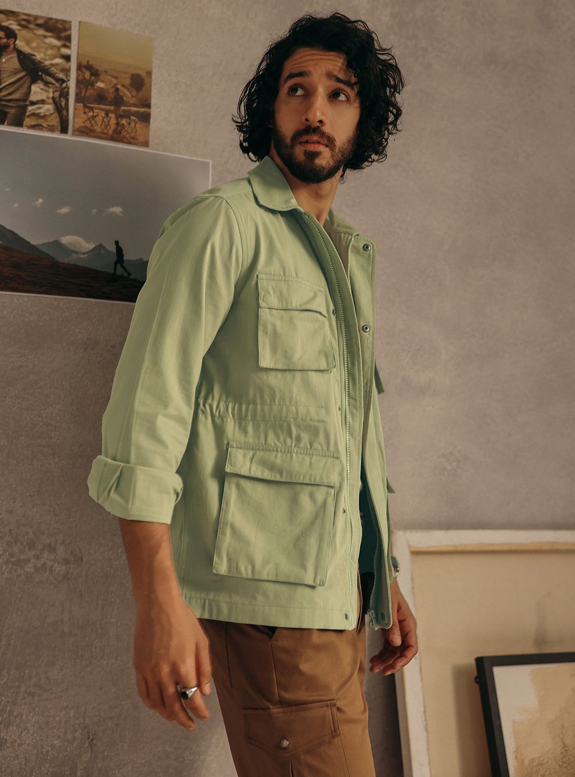 Tallow Green Cotton Canvas Overshirt