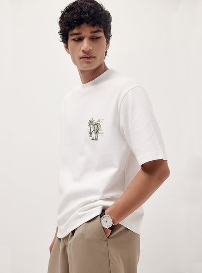 Alto White Cotton Blend Crew