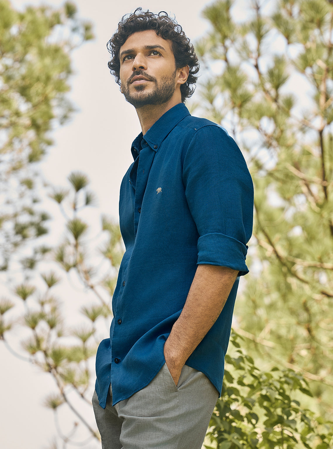 Keel Navy Lyocell Linen Shirt