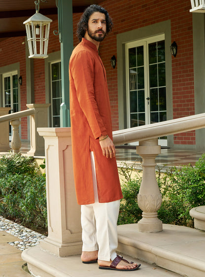 Rodh Rust Linen Kurta