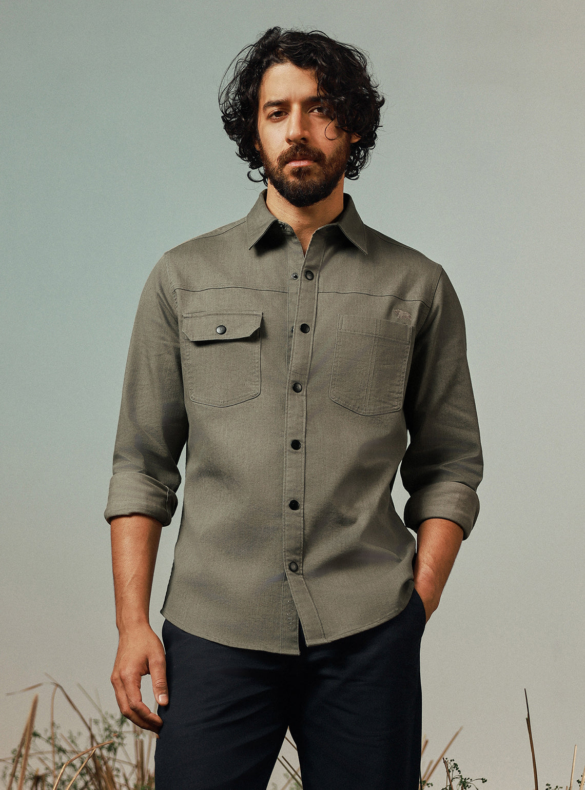 Tree Brown Cotton Twill Shirt