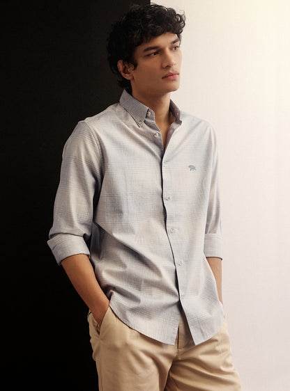 Grey Fade Cotton Melange Shirt