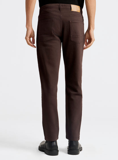 Cocoa Brown Cotton Blend Jeans