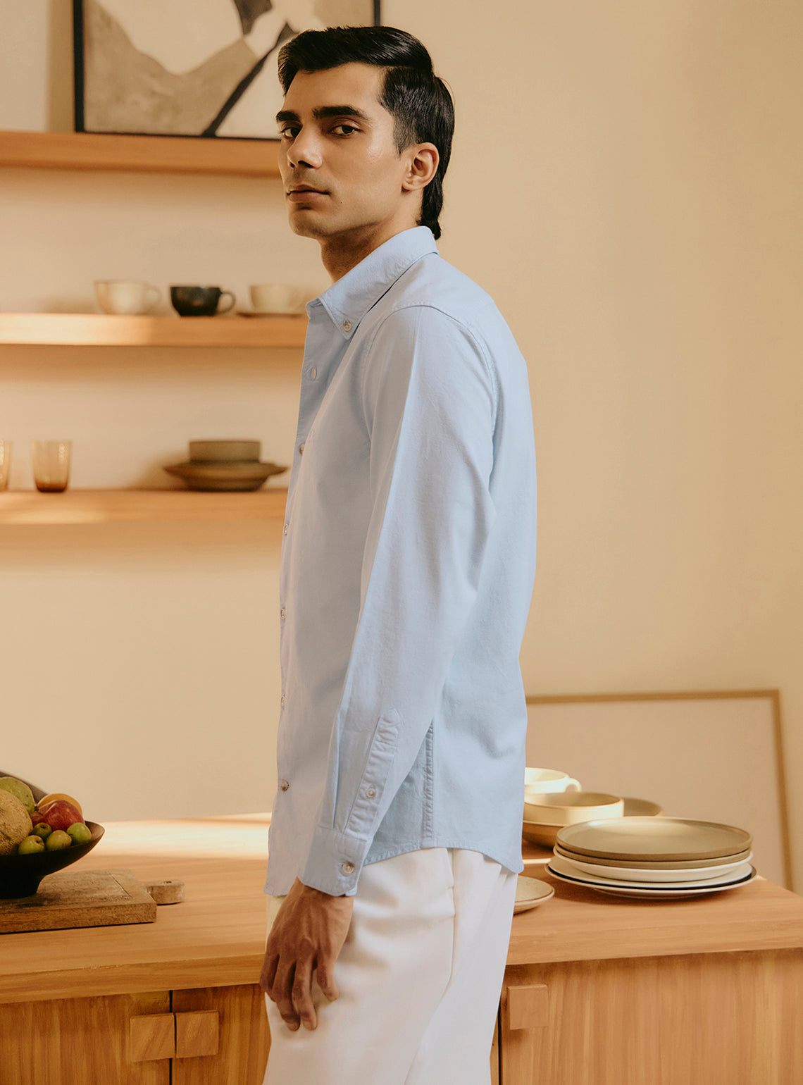 River Blue Cotton Stretch Oxford Shirt