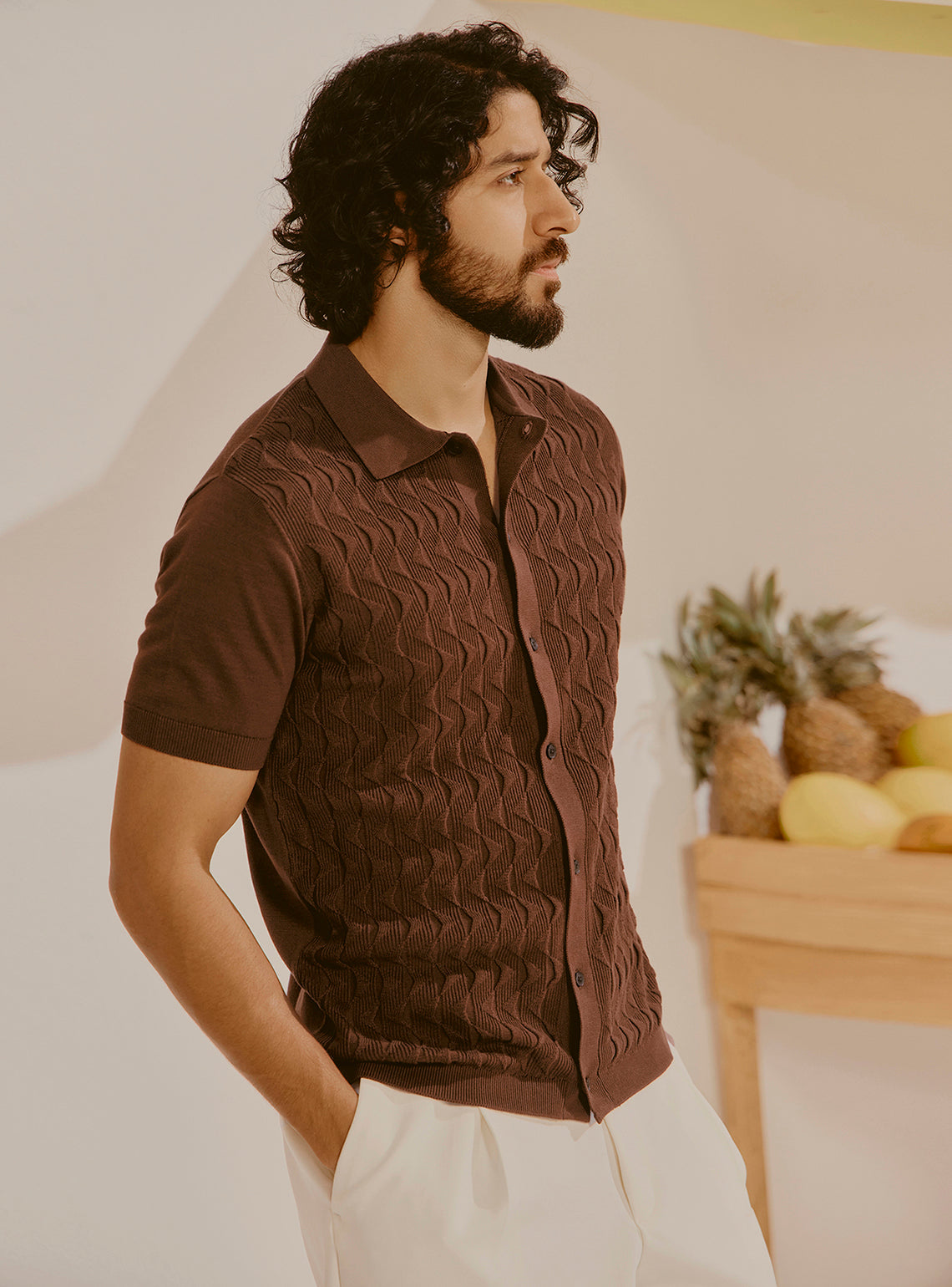Nice Brown Cotton Knit Shirt