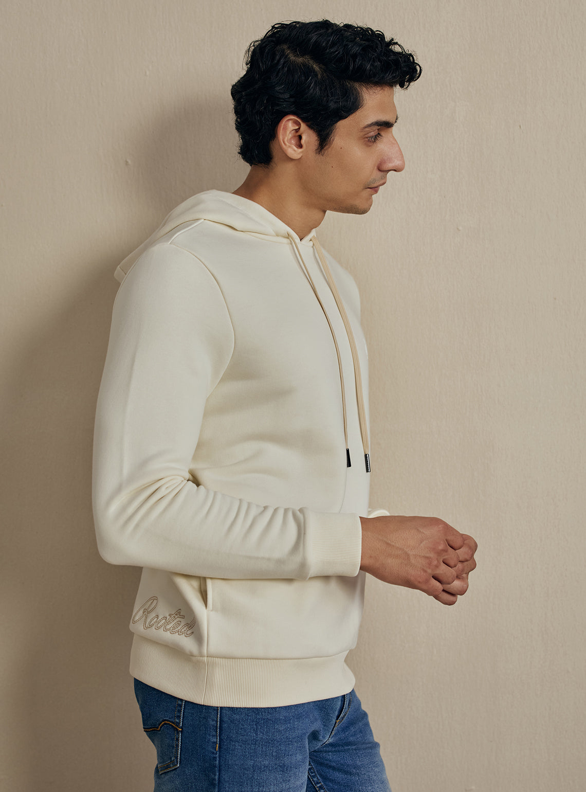 Almond Off White Cotton Triblend Hoodie