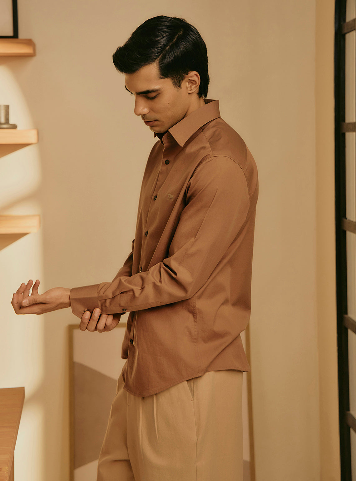 Cocoa Brown Cotton Twill Shirt