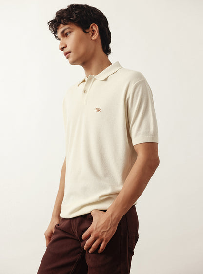 Pearl Off White Cotton Viscose Polo