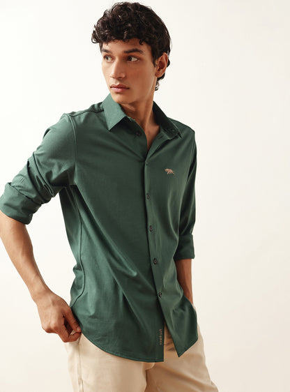 Mineral Olive Cotton Knit Shirt