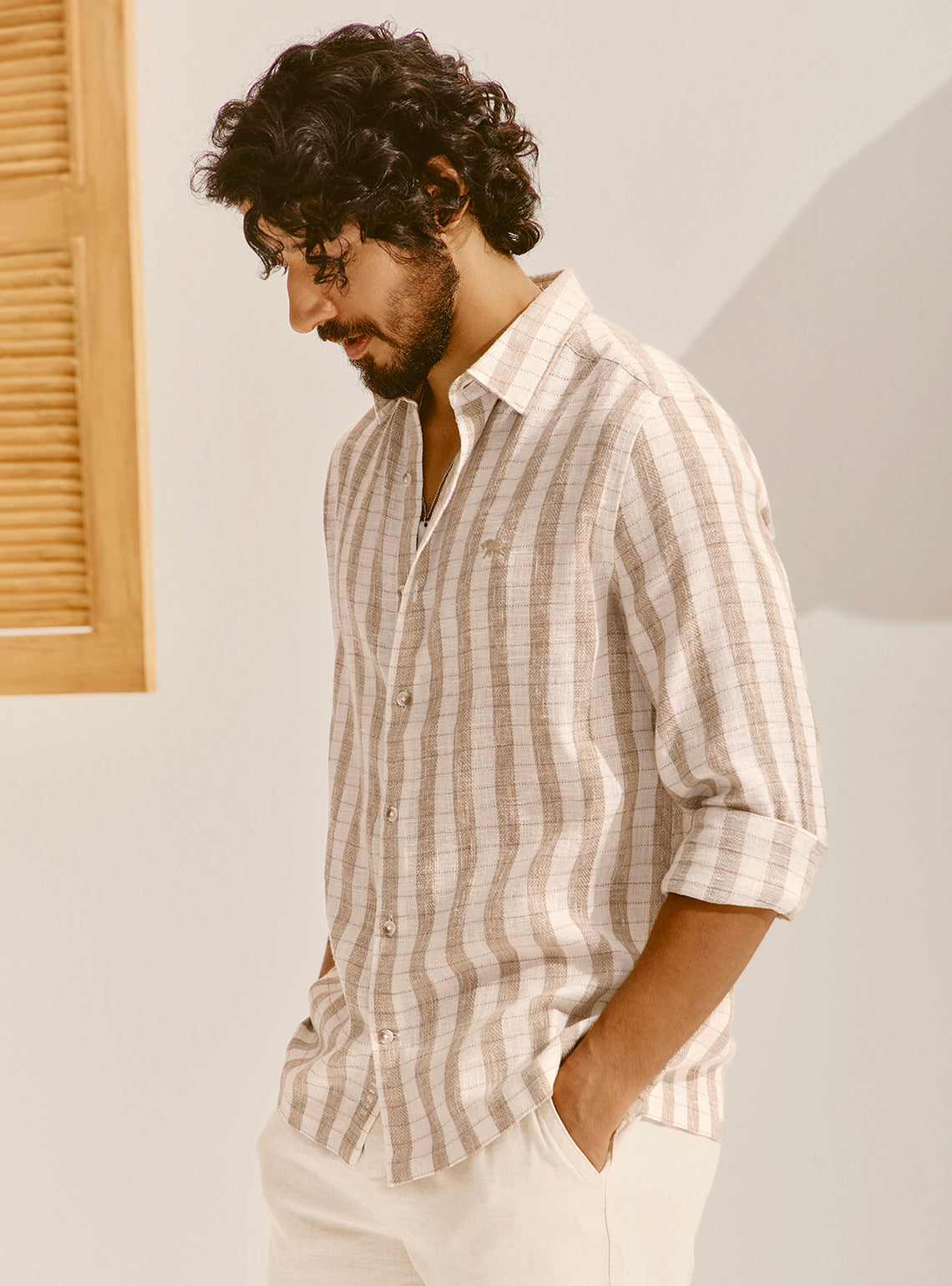 Palermo Khaki Cotton Blend Shirt