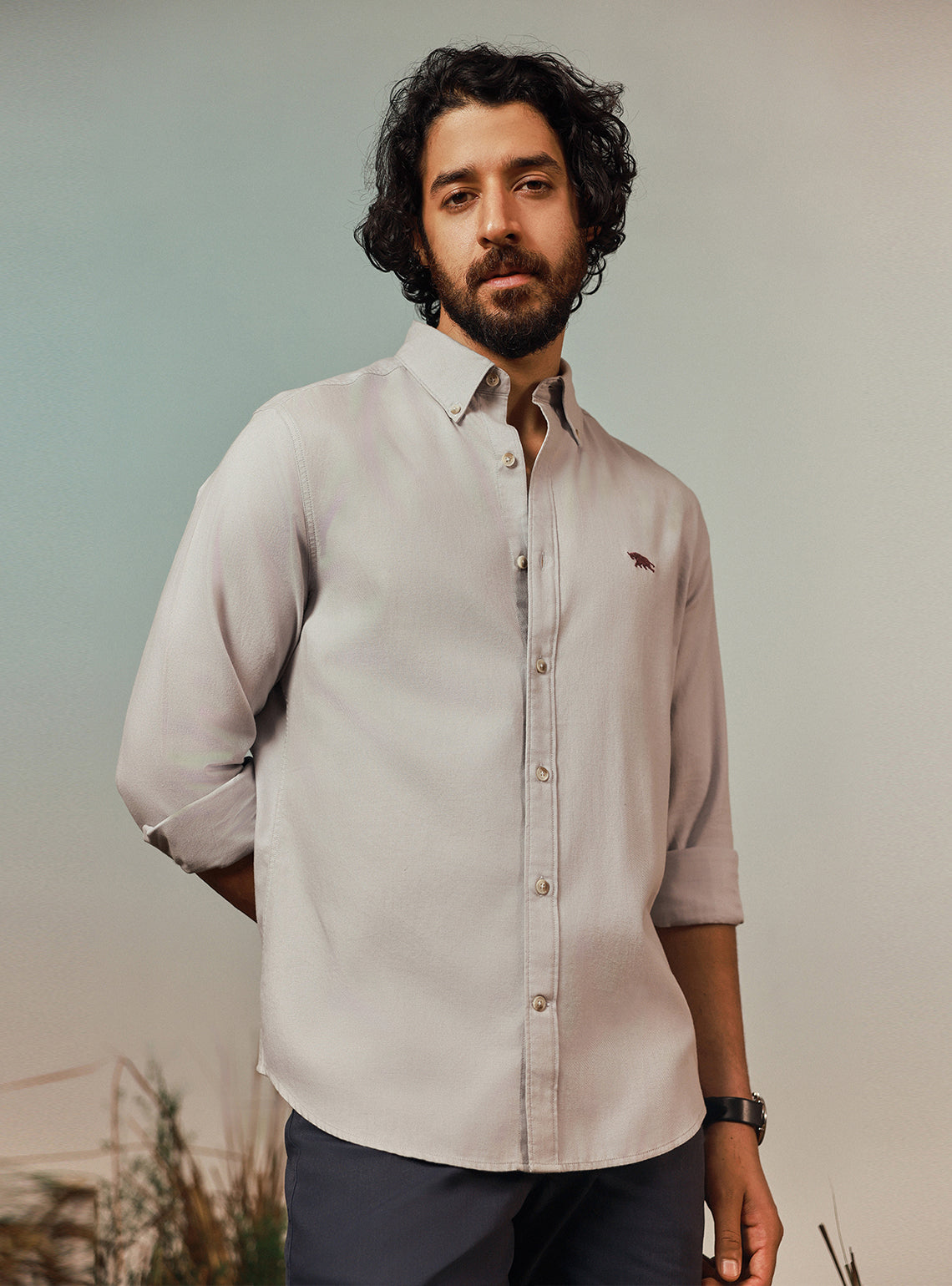 Granite Grey Cotton Twill Shirt