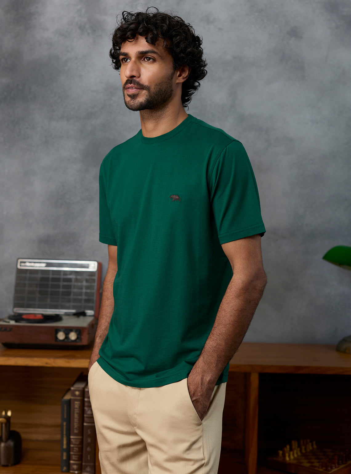 Playbook Green Cotton Blend Crewneck