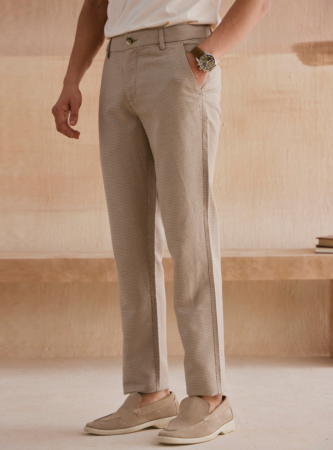 Napa Khaki Cotton Linen Trousers