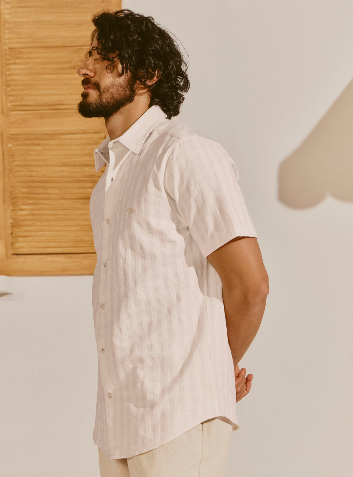 Tivat Off-White Cotton Dobby Shirt