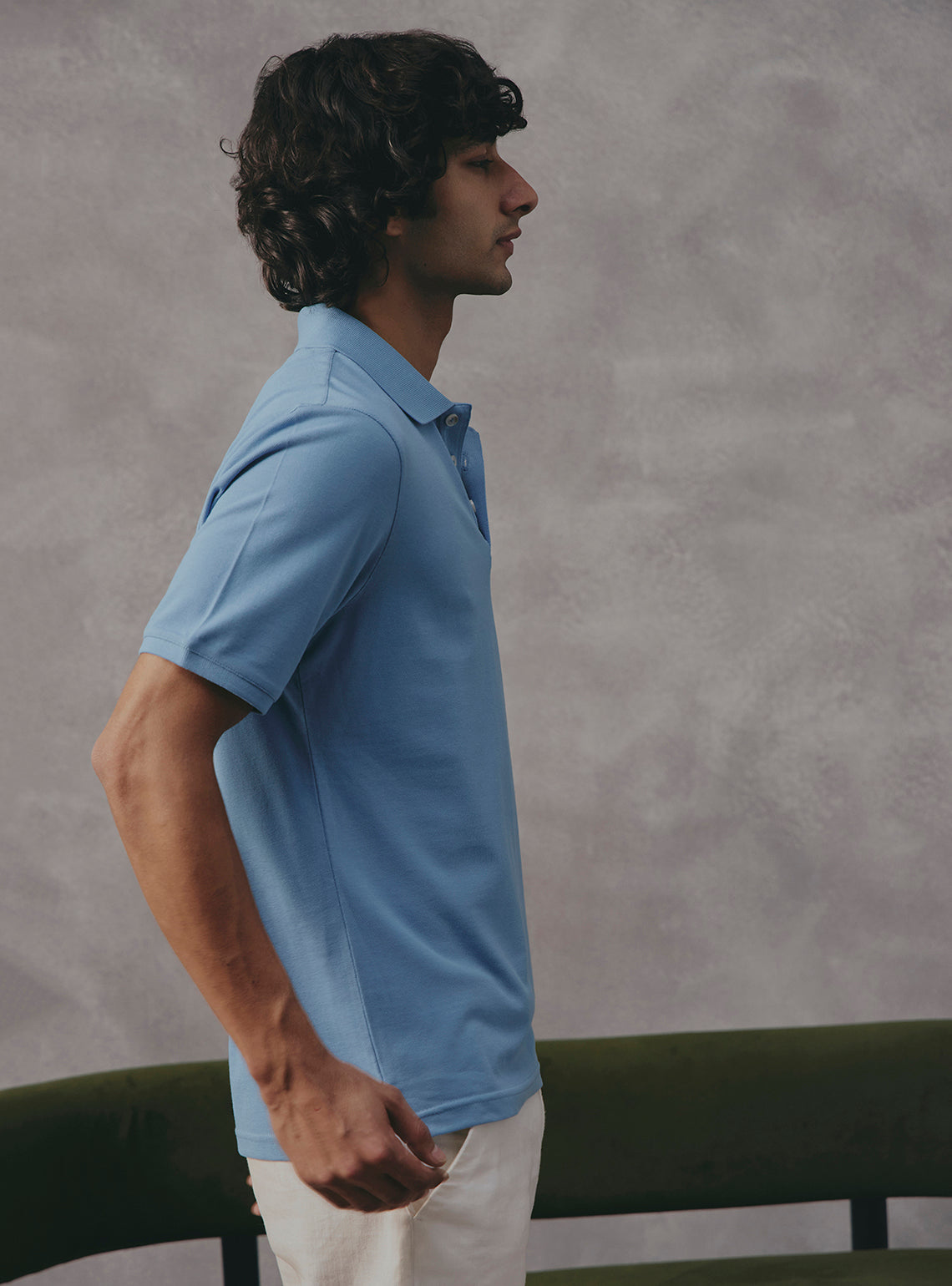 Blueberry Blue Cotton Blend Polo