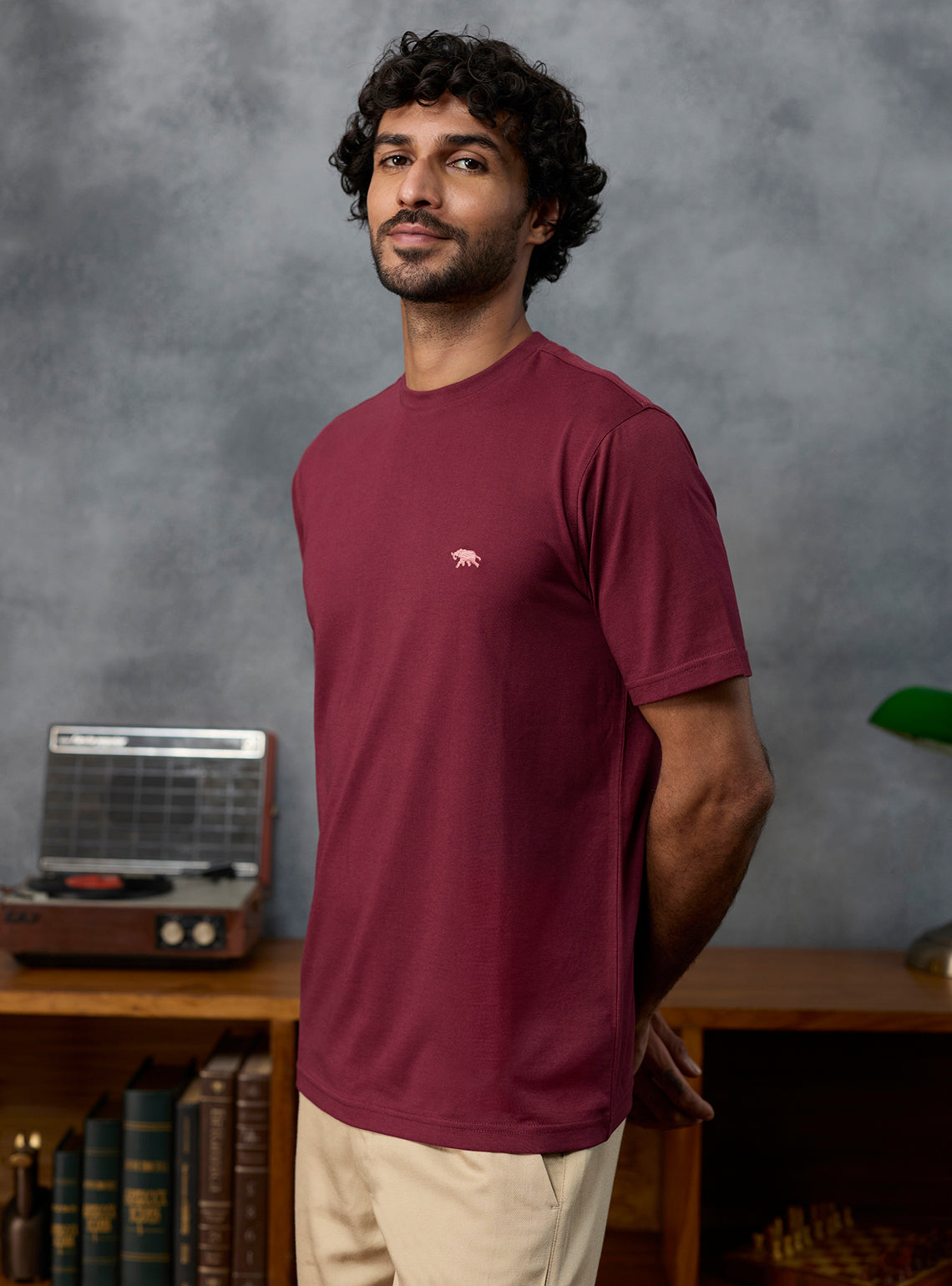Nightcap Burgundy Cotton Blend Crewneck