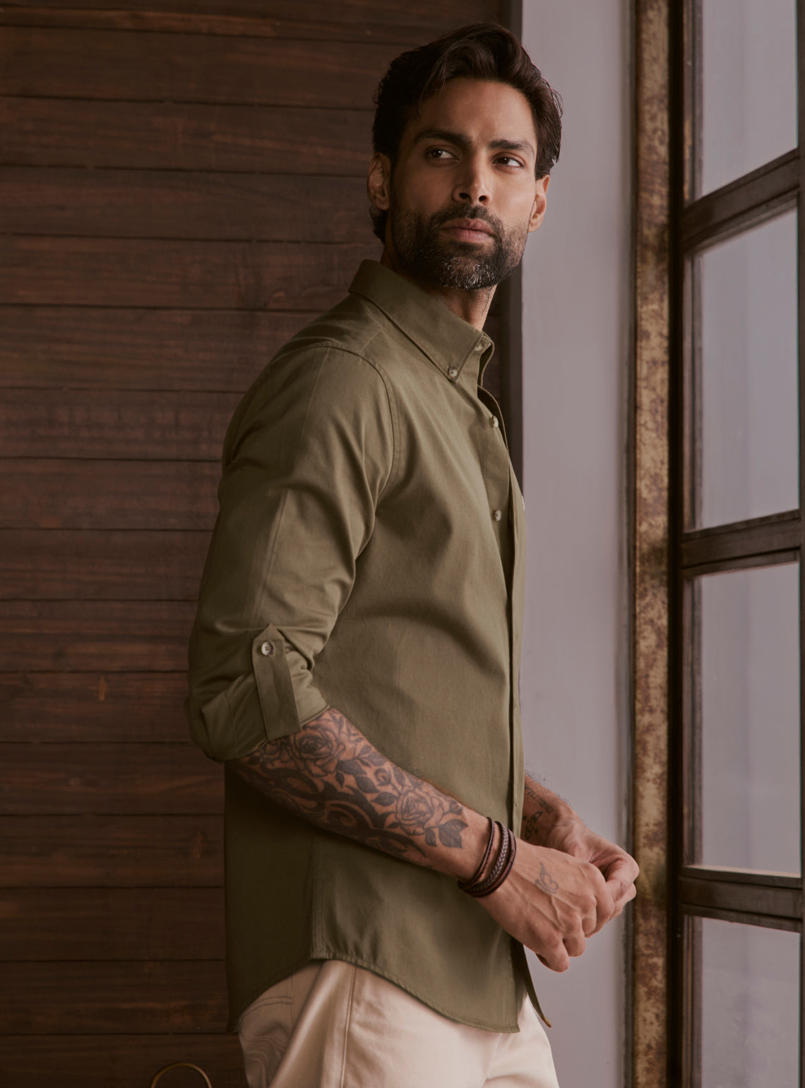 Woodland Olive Cotton Twill Shirt