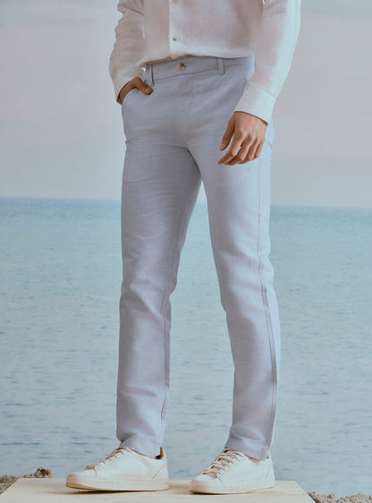 Current Blue Linen Stripe Trousers