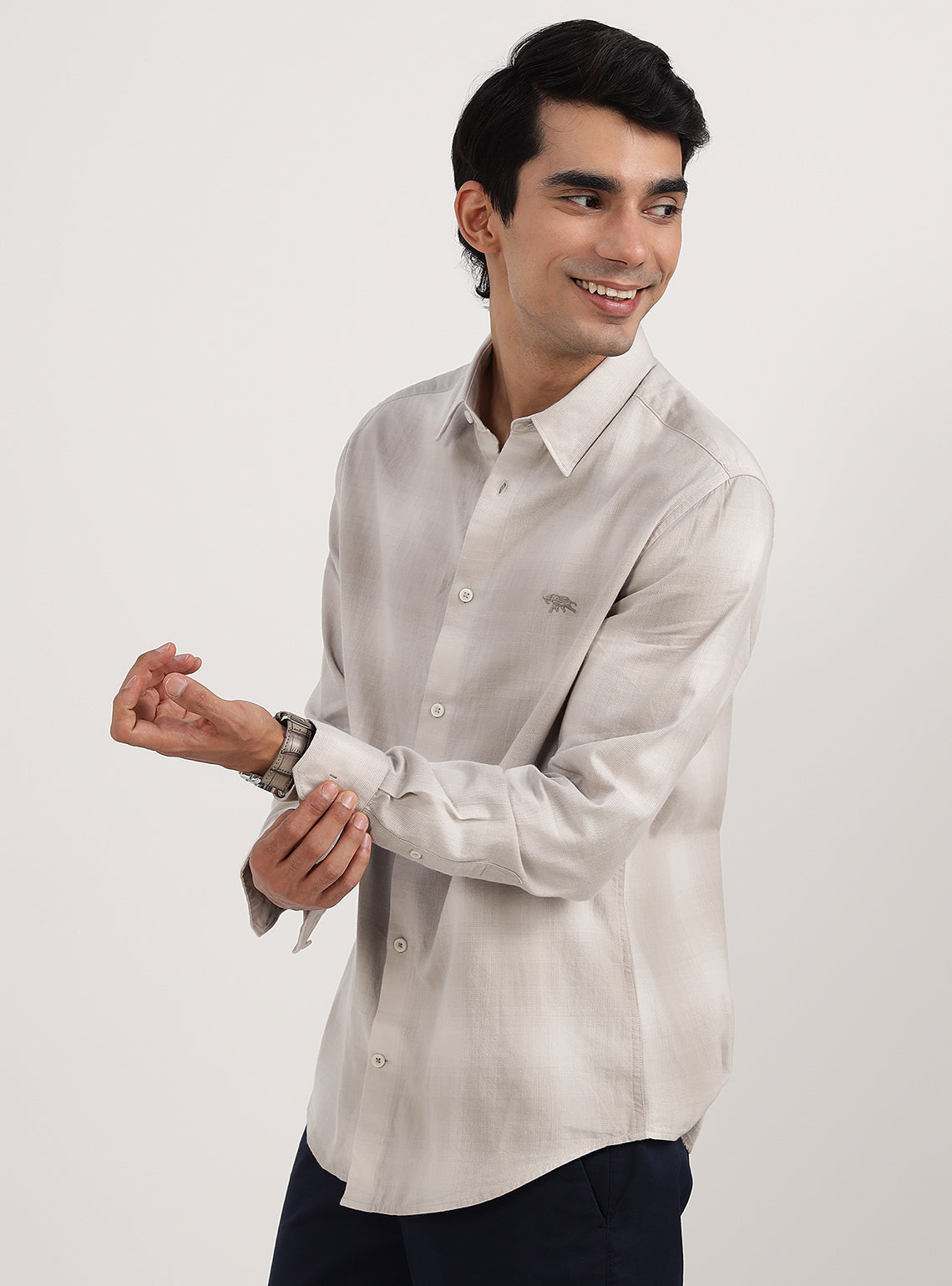 Pearl Grey Check Shirt