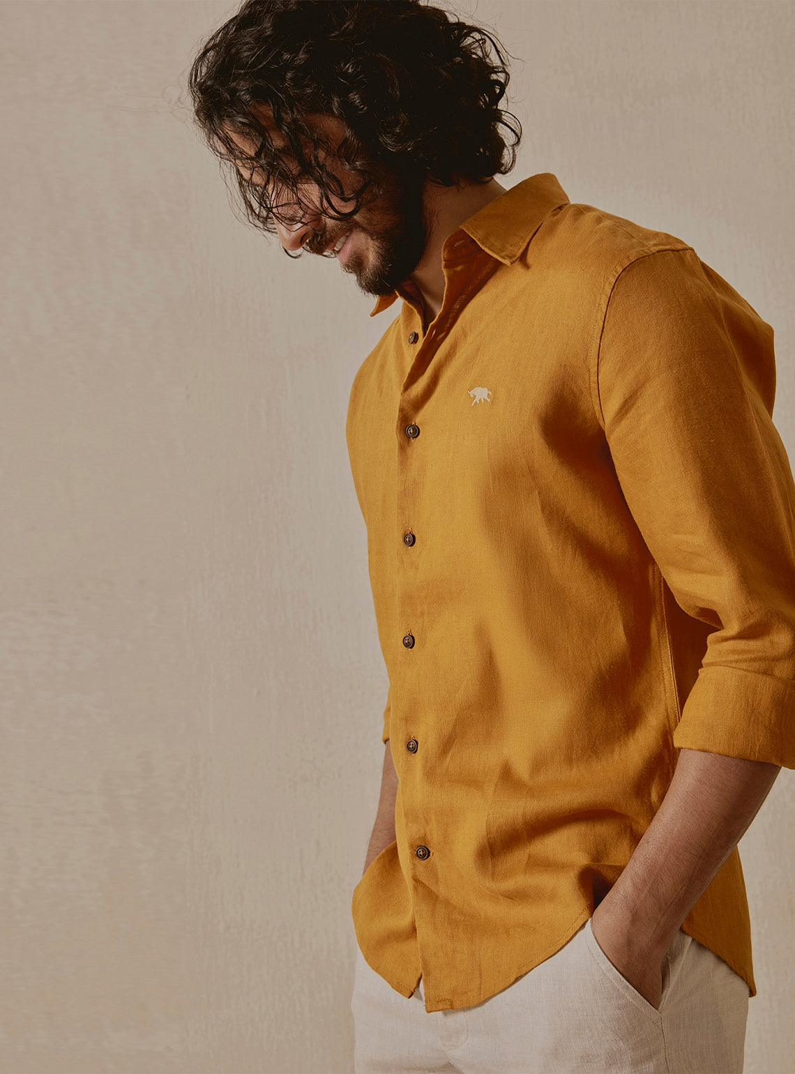 Amber Mustard Linen Shirt
