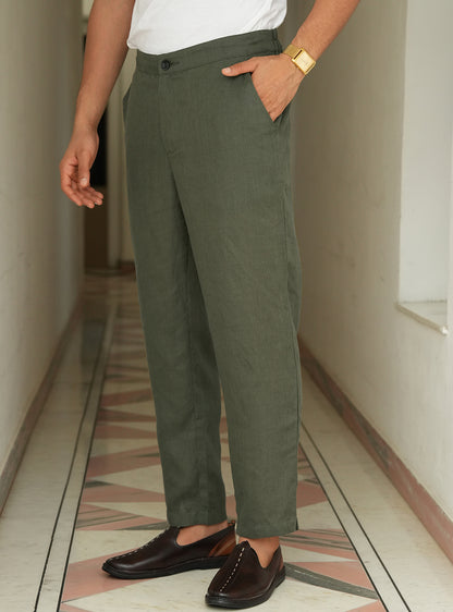 Nivaar Olive Linen Trousers