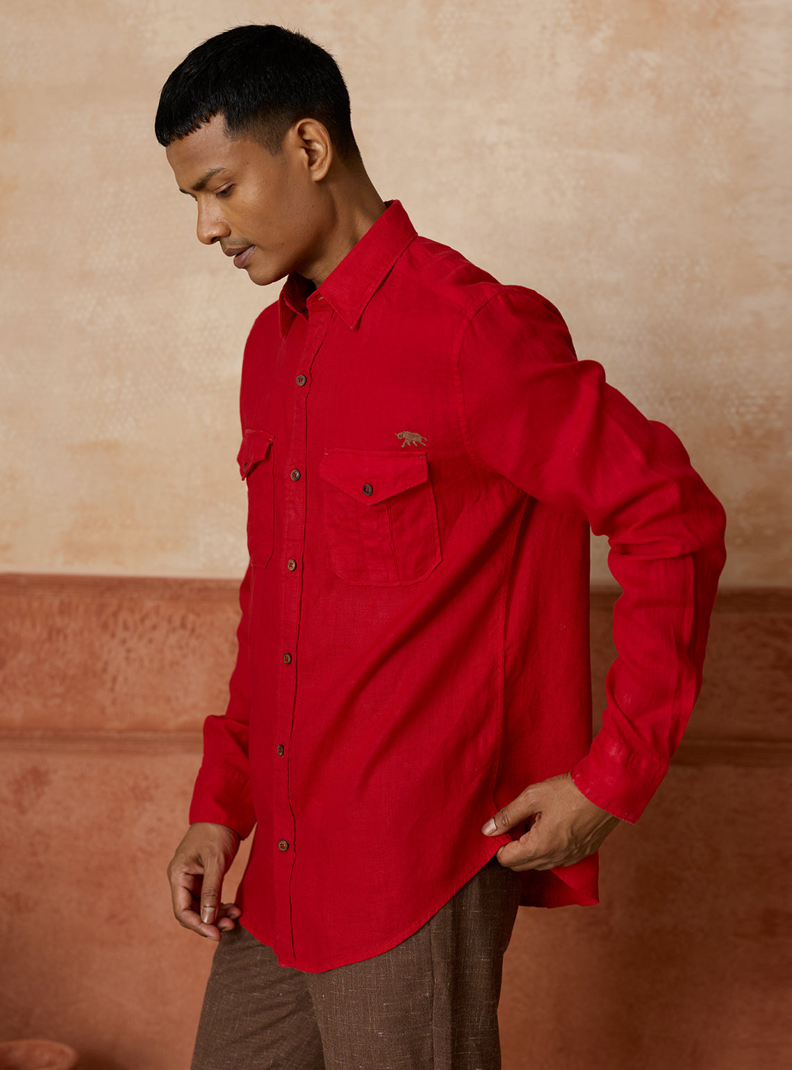 Barn Red European Linen Explorer Shirt