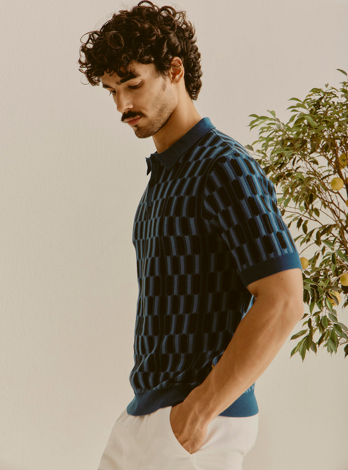 Naxos Navy Cotton Knit Polo