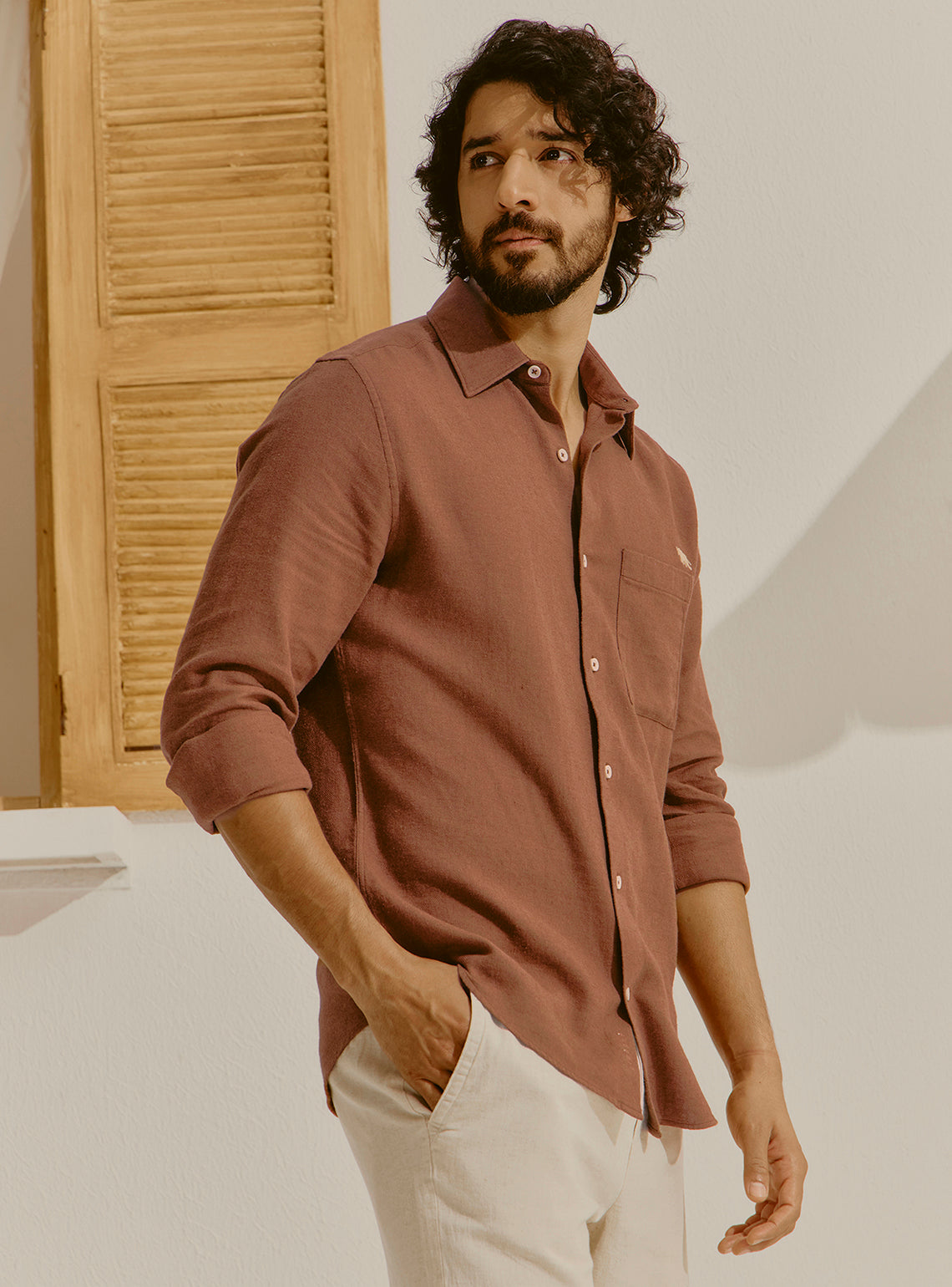 Taormina Brown Cotton Linen Shirt