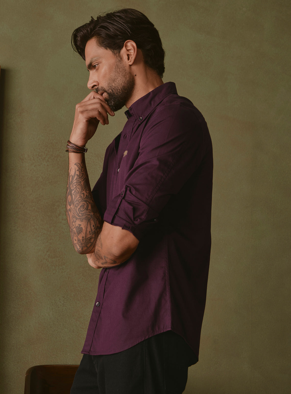 Merlot Burgundy Cotton Twill Shirt