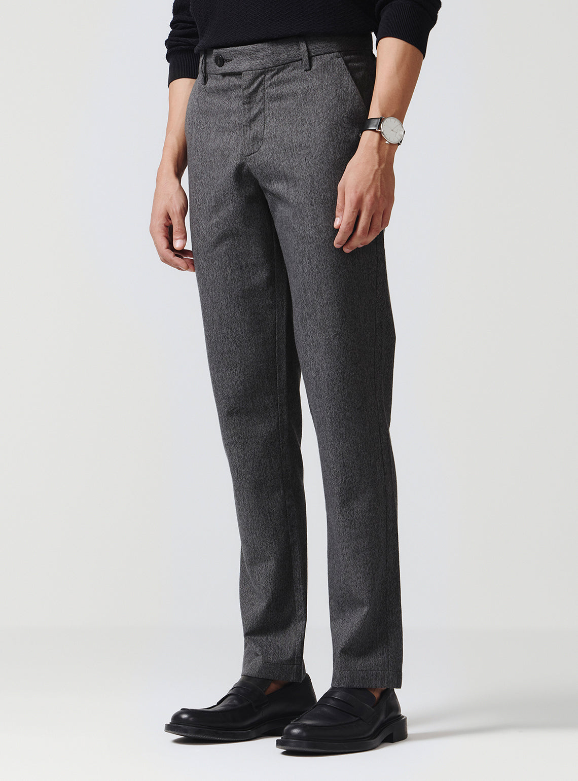 Mirage Grey Cotton Melange Trousers
