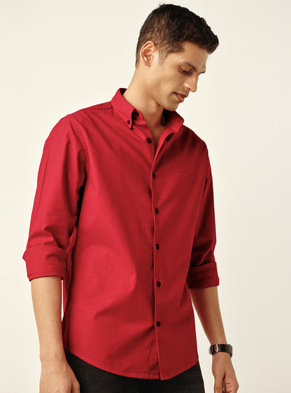 Seasoned Deep Red Cotton Oxford Shirt