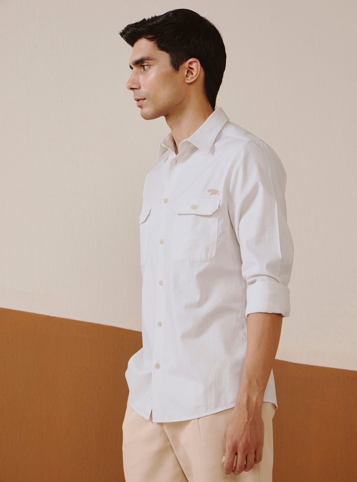 Alto Off-White Cotton Lycra Melange Shirt