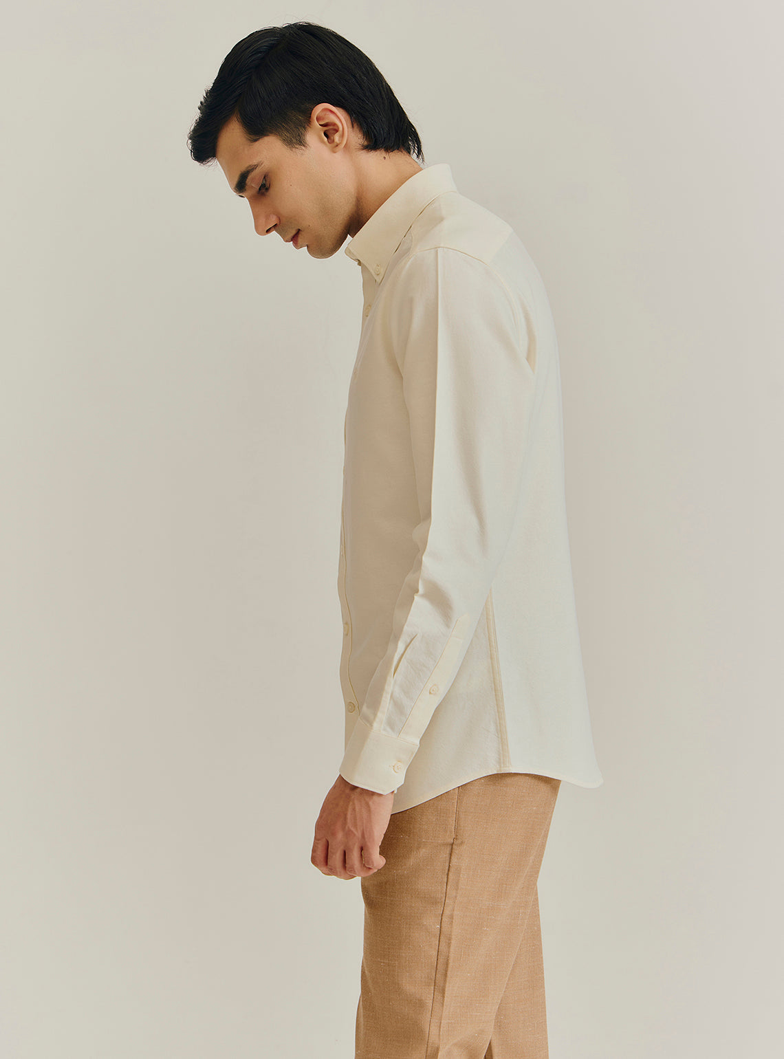 Vanilla Off-White Giza Cotton Oxford Shirt