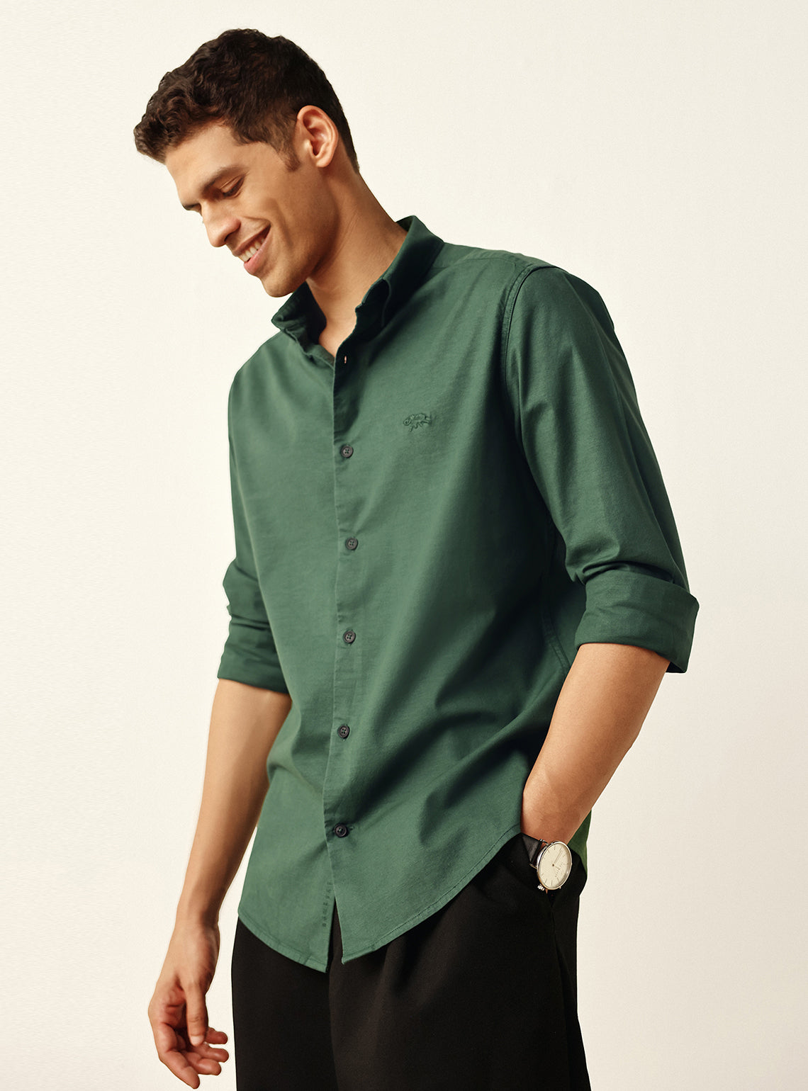 Essential Olive Green Cotton Oxford Shirt