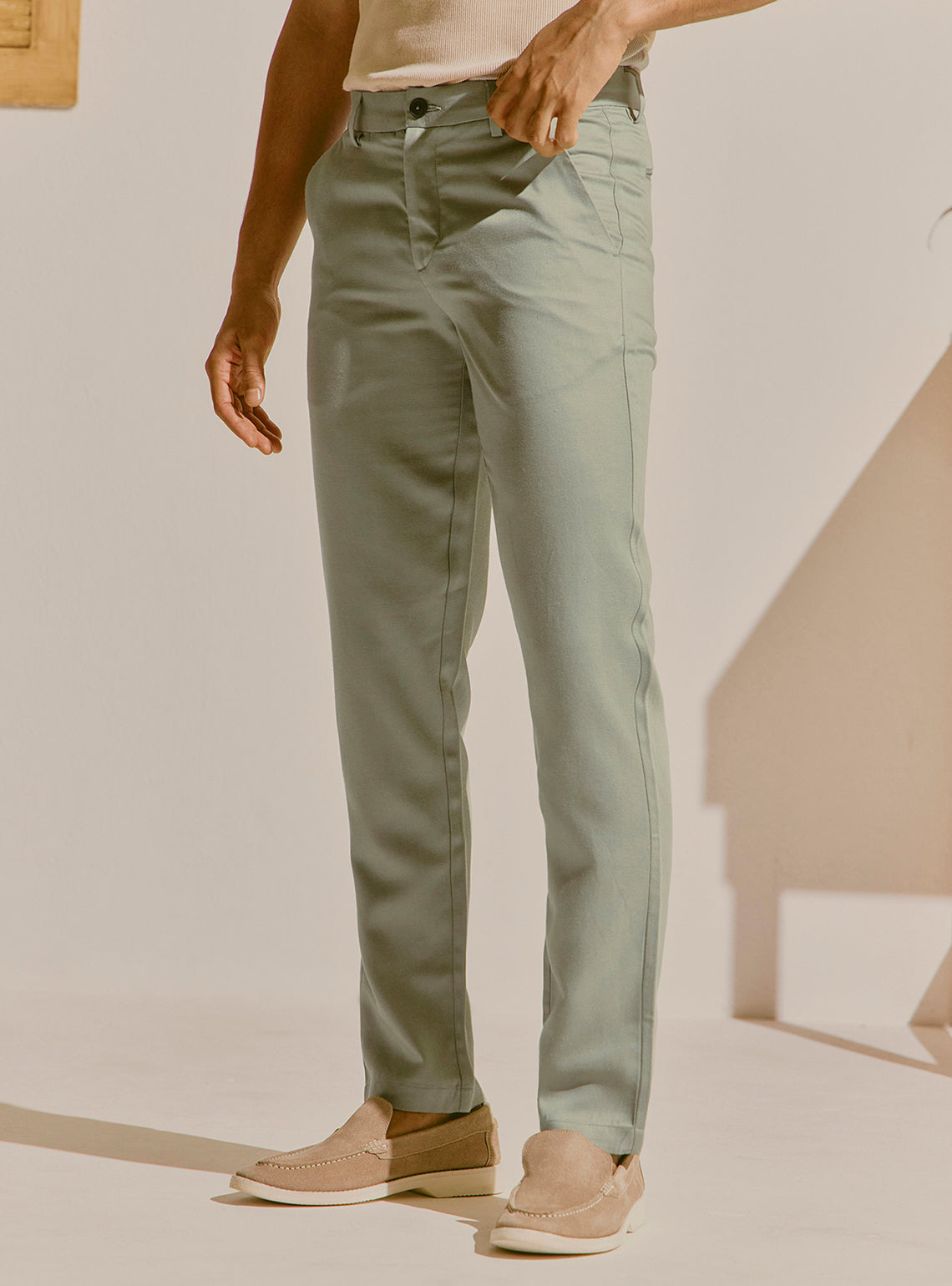Mallorca Green Lyocell Blend Trouser