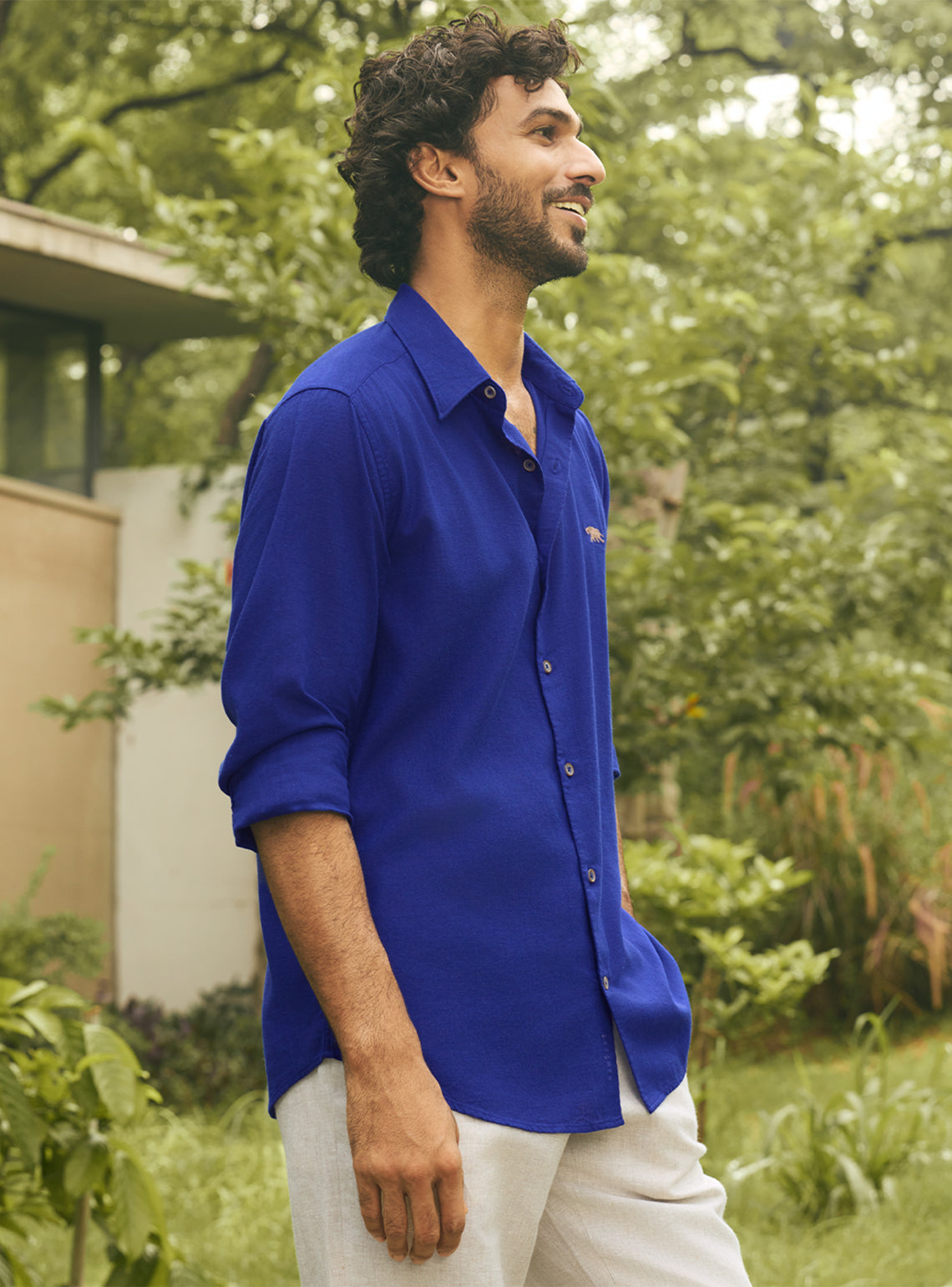 Azure Blue Lyocell Linen Shirt